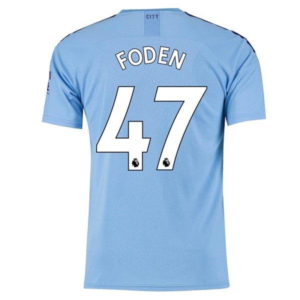 Camiseta Manchester City NO.47 Foden 1ª 2019-2020 Azul